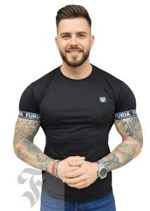 Koszulka czarna białe logo FURIA MUSCLE FIT