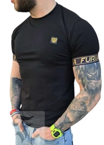 Koszulka czarna złote logo FURIA MUSCLE FIT 